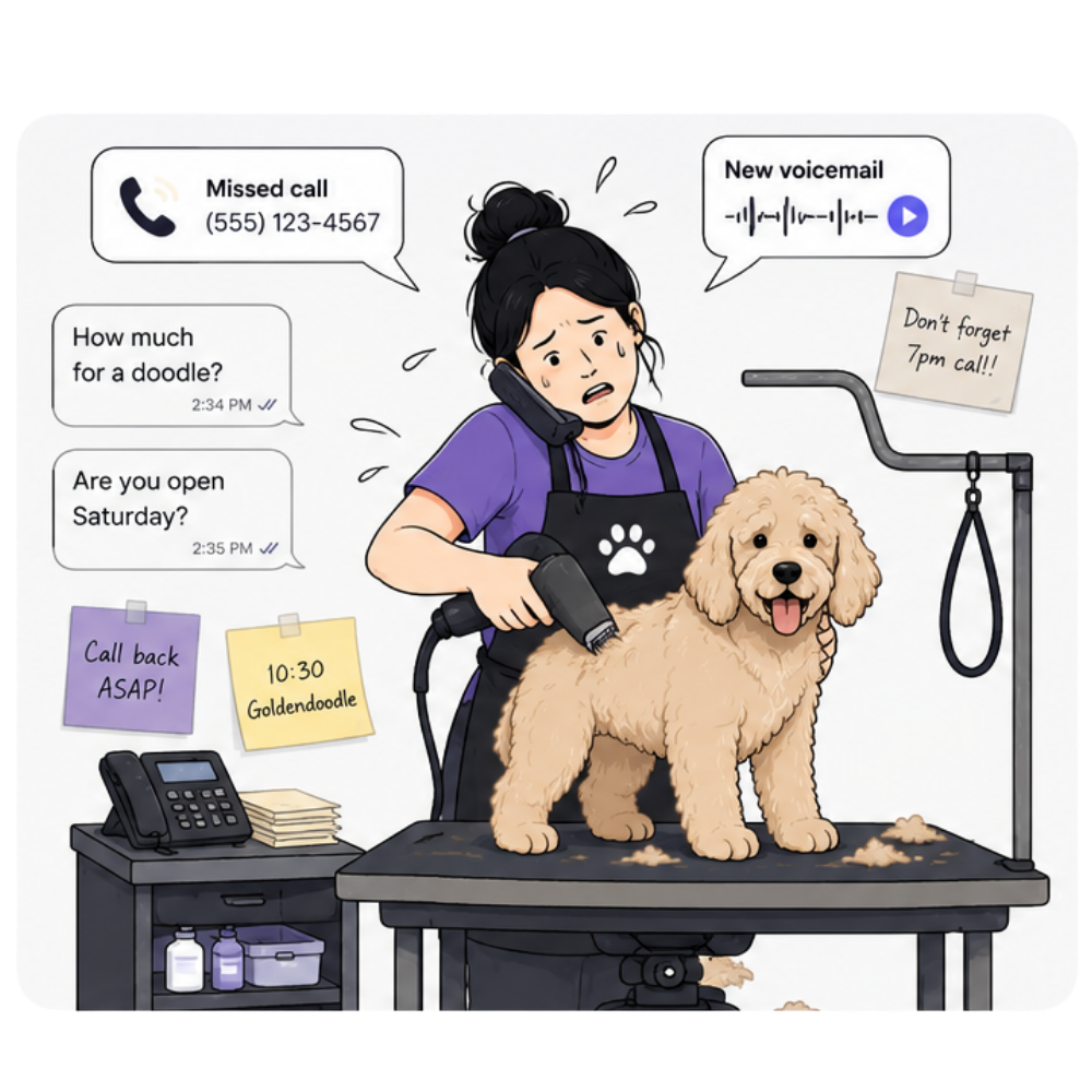 A chaotic day at a grooming salon without Retrevr