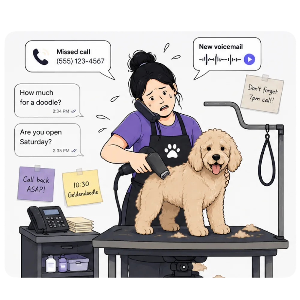 A chaotic day at a grooming salon without Retrevr
