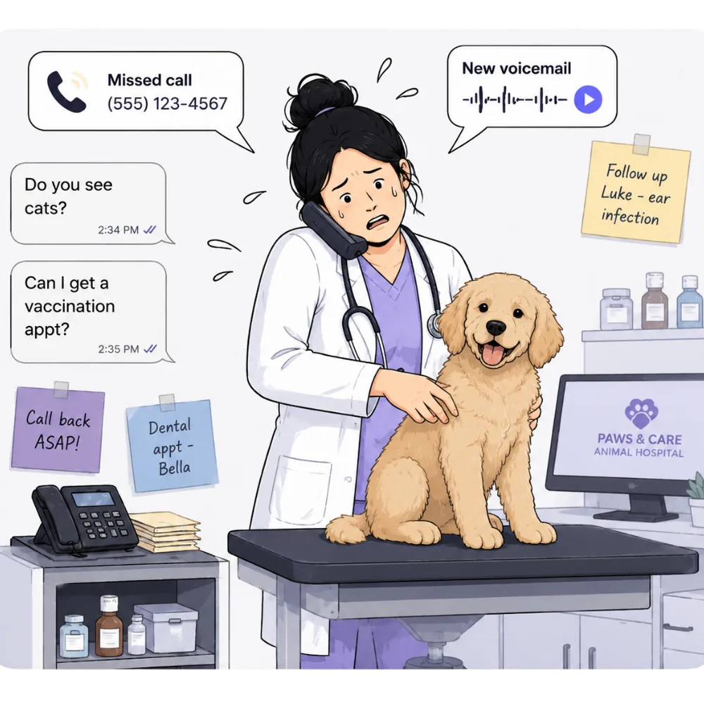 A chaotic day at a vet clinic without Retrevr